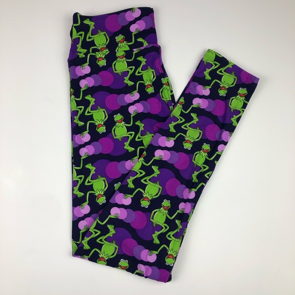 LuLaRoe Disney leggings Muppets Kermit the Frog purple circles one size - Picture 6 of 6